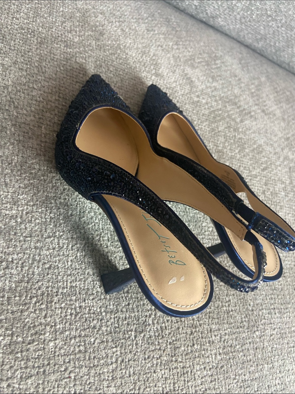 Betsey Johnson Navy Crystal Pointed Slingback Heels size 7M - Picture 10 of 16